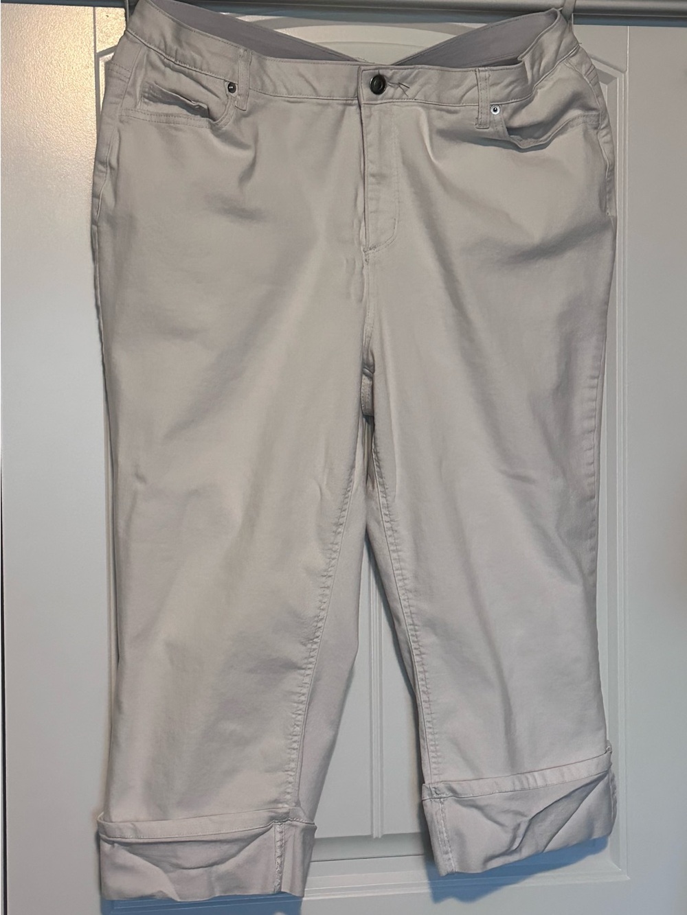 Catherines Capri Pants Stretch Cropped Pants Cuffed Hem